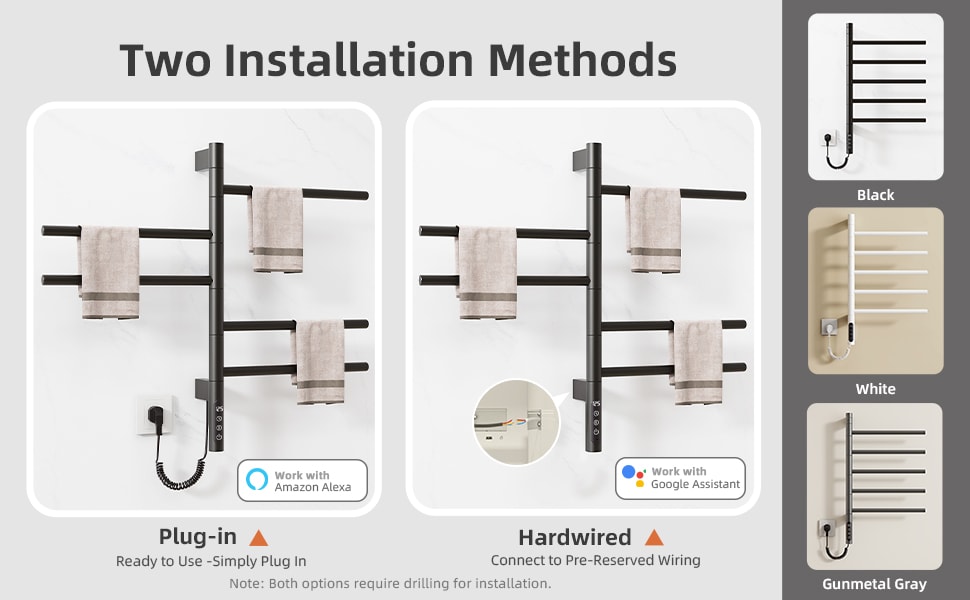 Smart Heated Towel Rack With Wi-fi App Control For Modern Bathroom_voghion.com